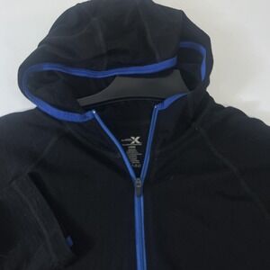 WoolX Hoodie Mens L Black Australian Merino Wool 1/4 Zip Thumbhole Base Layer